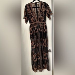 Black maxi dress with multicolor design